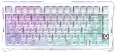 Механічна бездротова (Bluetooth + 2,4G) клавіатура з HOT SWAP GravaStar Mercury K1 Lite 80keys, УКР/АНГЛ GravaStar x BSUN Grey, Crystal Aurora/Білий (GSK1LITE_XTAL_AUROA)