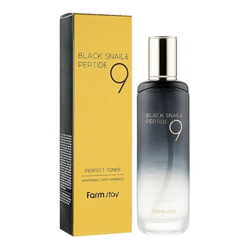 Тонер с муцином черной улитки и пептидами FarmStay Black Snail & Peptide 9 Perfect Toner, 120 мл
