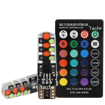 LED автолампи T10 з пультом ДК та стробоскопом RGB – кольорові габаритні світлодіодні лампи для авто
