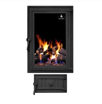 Дверцята для печі роздільні Iron Fire Brown 440x640 мм із піддуванням 315х180