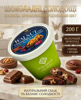 Дубайські шоколадні солодощі Nuts Assorti з волоським горіхом, журавлиною та родзинками 200 г у коробці