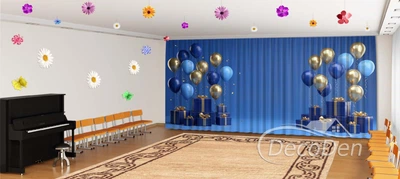 ФотоШторы для фотозоны на выпускной PHOTODECOR «Сине-золотое настроение»