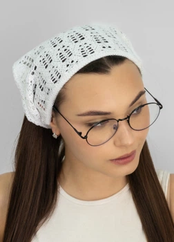 Ажурна в'язана косинка-бандана, Braxton, Білий 56-60 000043467