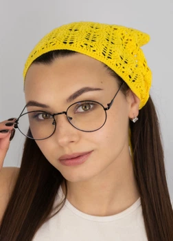Ажурна в'язана косинка-бандана, Braxton, Жовтий 56-60 000043468