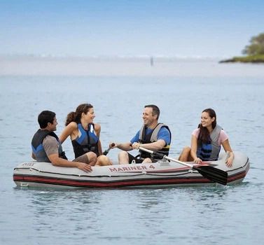 Надувная лодка Intex 68376 NP Mariner 4 328×145×48 см 4-местная до 500 кг с алюминиевыми веслами и ручным насосом