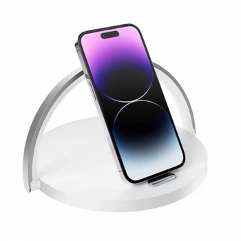 Беспроводное зарядное устройство 3в1 с ночником и подставкой XO WX030, 15W, USB Type-C, White Без бренду