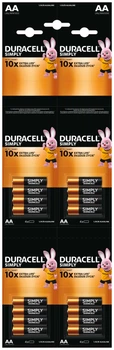 Батарейки алкалиновые Duracell Simply AA 1.5V LR06 набор 4х4 шт (29733) (5000394129825)