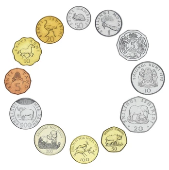 Набор монет Танзания набор из 12 монет 1976-2014 AU-UNC 5, 10, 20, 50 сенти, 1, 5, 10, 20, 50, 100, 200, 500 шиллингов