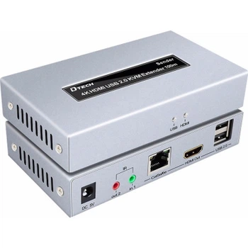 Адаптер HDMI extender 100m UHD 4K/60Hz CAT5E/6 + USB 2.0 Dtech (DT-7051)