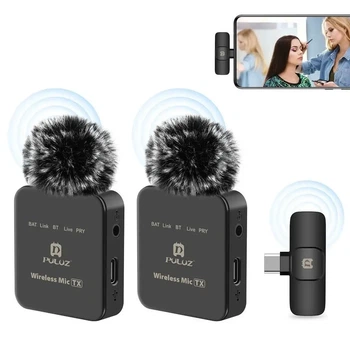 Беспроводная система петличных микрофонов Puluz PU646B (2 шт) для смартфона, приёмник Type-C
