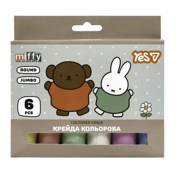Мел детский YES, 6 шт., Miffy, JUMBO, Цветной, (400570)