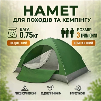 Автоматичний намет 3-місний P2 200×150×120 см, туристичний намет для кемпінгу, риболовлі, походів та відпочинку на природі