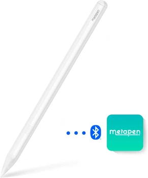 Стилус Metapen ME-APP412 для iPad 2018-2024 точність пікселів 0,1 мм, 2-кратна прискорена зарядка білий (my-11126)