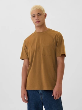 Футболка хлопковая длинная мужская GAP 220451581 L Коричневая (1159860575)