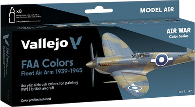 Набір акрилових фарб Vallejo Model Air - Air War - FAA Colors - Fleet Air Arm 1939-1945 8 шт x 18 мл (8429551711470)