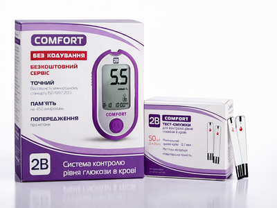 Глюкометр 2В COMFORT с тест-полосками COMFORT 50 шт 2B (6602-51748)
