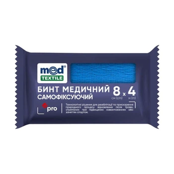 Когезивный эластичный самофиксирующий бинт 8смх4м MedTextile Цвет Синий (6622-51656)