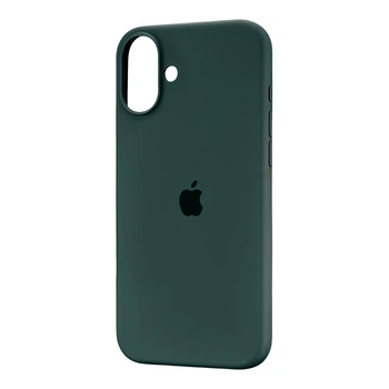 Чехол силиконовый Full Cover для iPhone 16 Plus защита камеры с микрофиброй внутри зеленый Pine Green