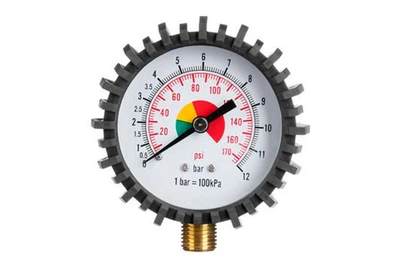 Манометр Intertool PT-0502 для пневмопістолетів та накачування шин із зовнішньою різьбою 1/4" та подвійною шкалою