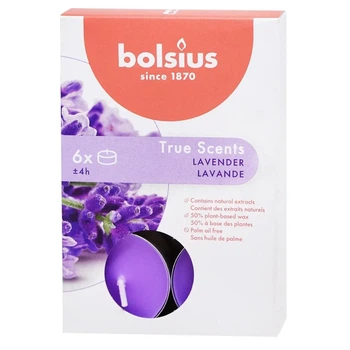 Набір ароматичних свічок Bolsius True Scents Lavender 6 шт – аромат лаванди, свічки для релаксу та дому