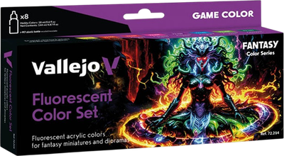 Zestaw farb akrylowych Vallejo Game Color – Kolory fluorescencyjne 8 szt x 18 ml (8429551722148)