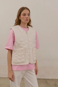 Жіночий жилет з вишивкою Trend Півонія L/XL Шампань (TREZHPIVSH)