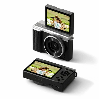 Цифровая камера K5 с автофокусом, поворотным экраном 180°, 16x зумом, вспышкой и OTG передачей фото Черная