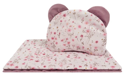 Komplet do wózka Sensillo Velvet Bloom Poduszka 28 x 36 cm + Kocyk 56 x 76 cm Różowy (5903076324856)