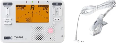 Tuner-metronom Korg TM-70C z mikrofonom kontaktowym Bialy