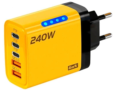 Мережевий зарядний пристрій Maerknon 240W PD QC3.0 5 портів 2 USB 3 Type-C швидка зарядка для Samsung iPhone Xiaomi Huawei Redmi Realme адаптер живлення USB-C потужний блок зарядки для смартфона планшета ноутбука
