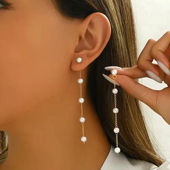 Сережки з перлинами 8,5 см довжина