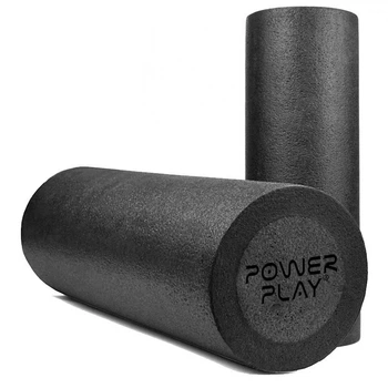 Масажний ролик (роллер) гладкий PowerPlay 4021 Fitness Roller Чорний (45x15см.)