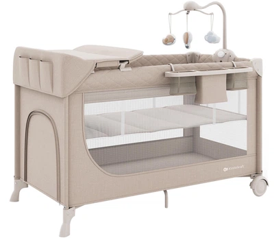 Кровать-манеж Kinderkraft Leody UP с пеленатором Beige (KCLEODUPBEG00AC) (00-00305404)