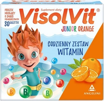 Witaminowy kompleks dla dzieci Angelini Francesco Visolvit Junior Orange 30 saszetek Pomarańcza (5906681444056)