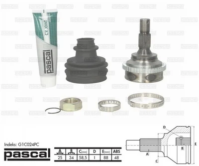 Шарнір, приводний вал PASCAL G1C024PC Citroen DS4, C3, Xsara, C4, Berlingo; Peugeot 207, 308, 5008, Partner, 3008 3272FG, 3272KL, 3272LE
