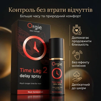 Чоловічий спрей-пролонгатор Orgie Time Lag 2 Delay Spray 10 мл засіб для затримки еякуляції без анестетиків з алое пролонгатор для продовження статевого акту для чоловіка та пар збільшує тривалість сексу