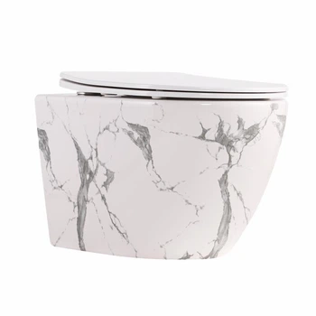 Унітаз підвісний Qtap Robin Ultra Quiet 520×365×340 мм, Marble, з сидінням Slim Duroplast / Soft-close / Quick Release