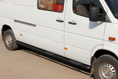 Боковые трубы Black (2 шт., нержавейка) Короткая база, Ø70 для Volkswagen LT 1995-2006 гг