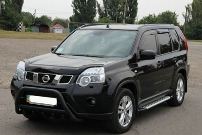 Передняя защита WT003 Черная (Нержавейка) для Nissan X-trail T31 2007-2014 гг