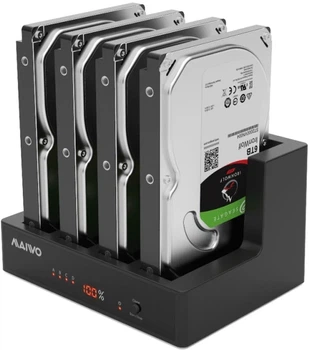 Док-станция Maiwo клонир. для 4*HDD 2,5″/3,5″ SATA/SSD через USB3.0 безвинтов. крепл. пластик черн. (K3094A)