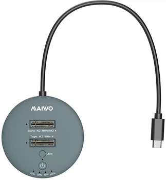 Док-станція Maiwo клонір. для 2*NVMe M.2 SSD ч-з USB3.2 Gen2 Type-C до 10 Гбіт/с, безгвінтова, сіра (K3026P2 сірий)