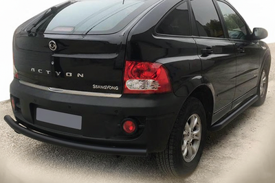 Задняя защита AK002 Черная (нерж. сталь) для SsangYong Action 2005-2018 гг