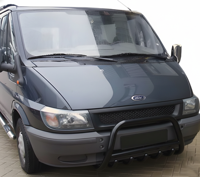 Передняя защита WT003 Черный (2000-2006, Нерж. сталь) для Ford Transit 2000–2014 гг