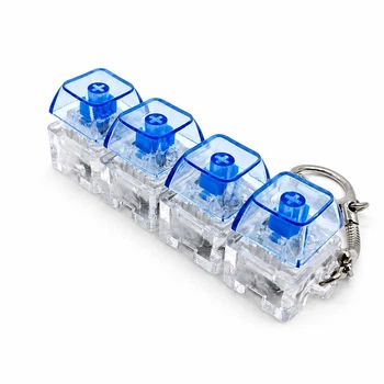Брелок кликер игрушка антистресс кейкап 4 клавиши с LED подсветкой прозрачный кавай (3030225)