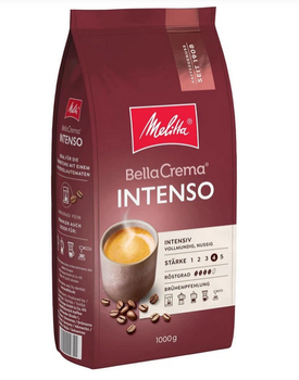 Зернова кава Melitta BellaCrema Intenso 1 кг арабіка середнього обсмажування натуральна кава в зернах інтенсивна 1000 г кавові зерна для автоматичної кавомашини еспресо капучино лате кавоварки насиченого кавового напою