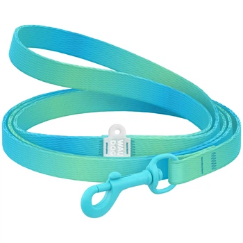 Поводок для кошек и собак мелких пород из нейлона WAUDOG Nylon Recycled, градиент, цветной карабин, голубой, XS, 122 см, 10 мм (47112)