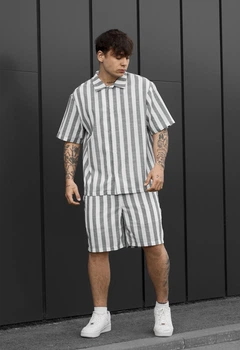 Літній комплект сорочка + шорти Staff may white & gray XS білий/сірий