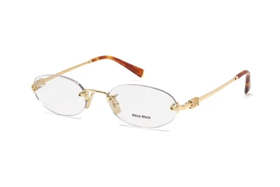Солнцезащитные очки MIU MIU 53WV 5AK1O1 с прозрачной линзой Золотистая оправа