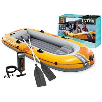 Трехместная надувная лодка Intex 66313 (295 х 137 х 43 см) Challenger 3 Set + Алюминиевые весла и ручной насос
