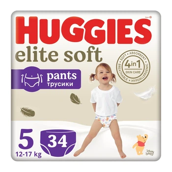 Підгузки Huggies Elite Soft 5 (12-17кг) Mega 34 шт (5029053549354)